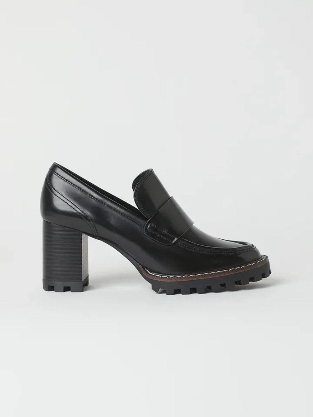 H&M Black Heeled Patent Penny Loafers with Lug Sole - Picture 6 of 6